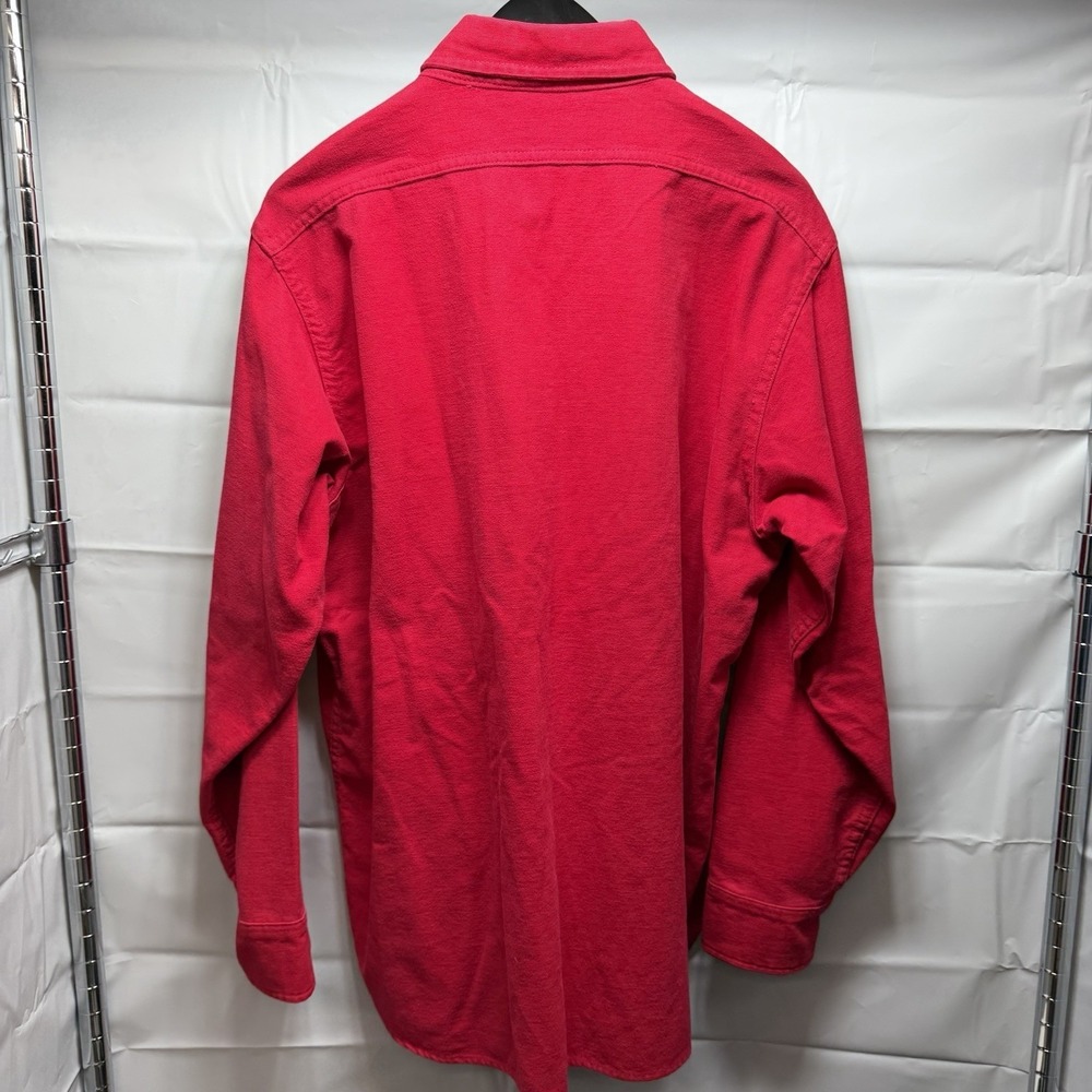 Vintage 70/80s Woolrich Red Cotton Canvas Chamois Shacket Work Shirt USA Made XL - Picture 4 of 8